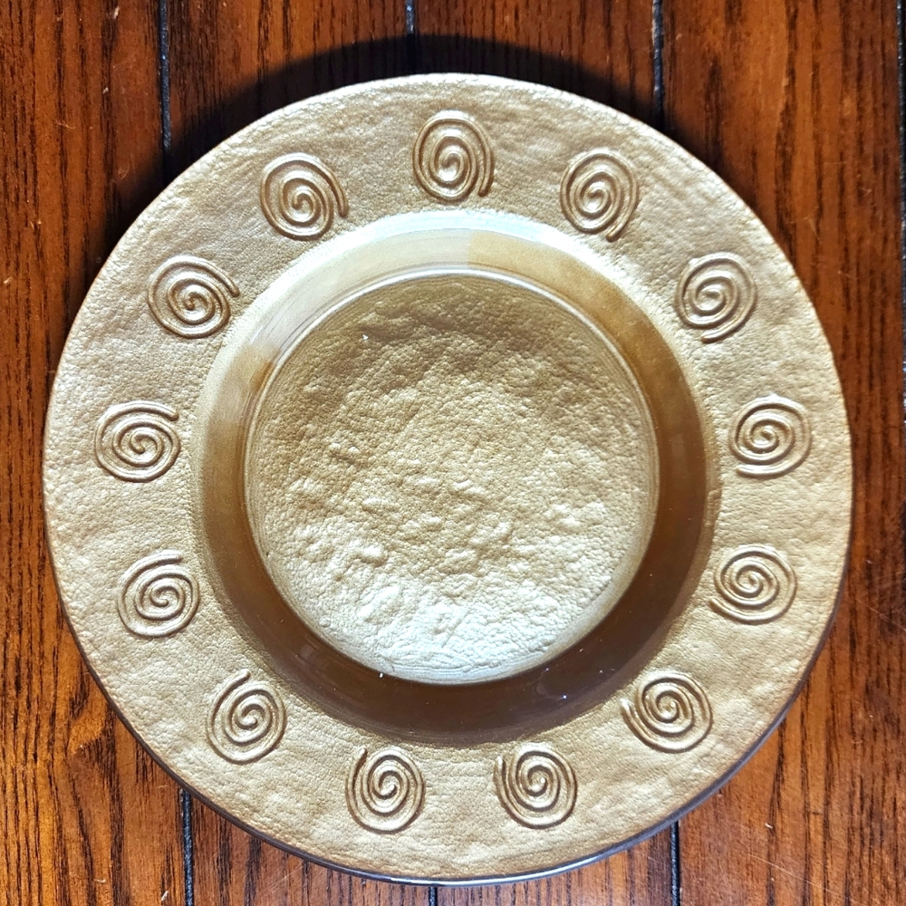GOLD Glass Salad Size Boho Art Plates